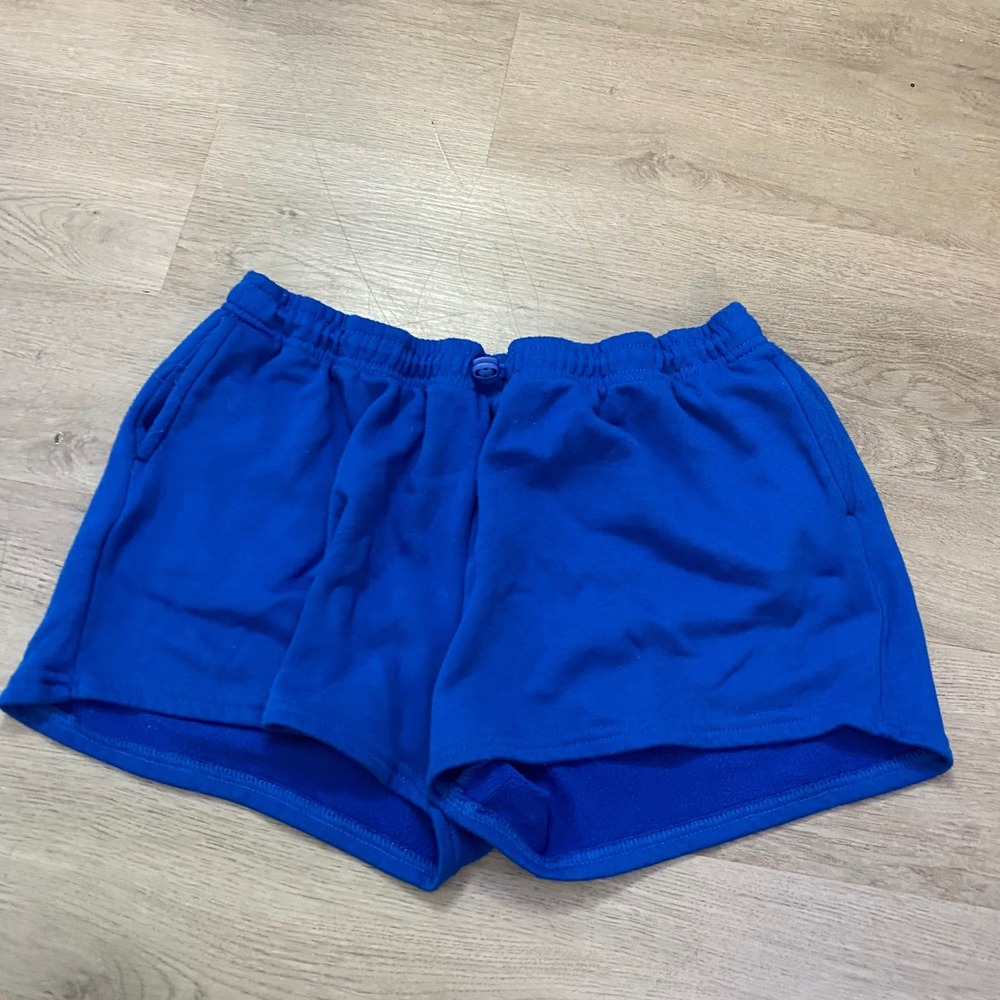 Faded Rose Fleece Shorts Womens XL Blue Elastic‎ Waist Toggle Drawstring Pocket